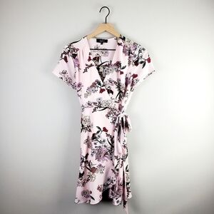 Aakaa Pink Floral Wrap Dress Small